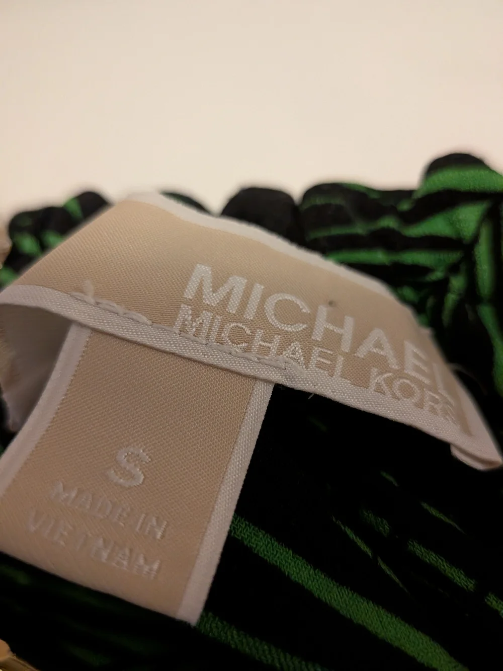 Michael Kors Green Palm-Print Slip Tunic with Gold Chain Straps